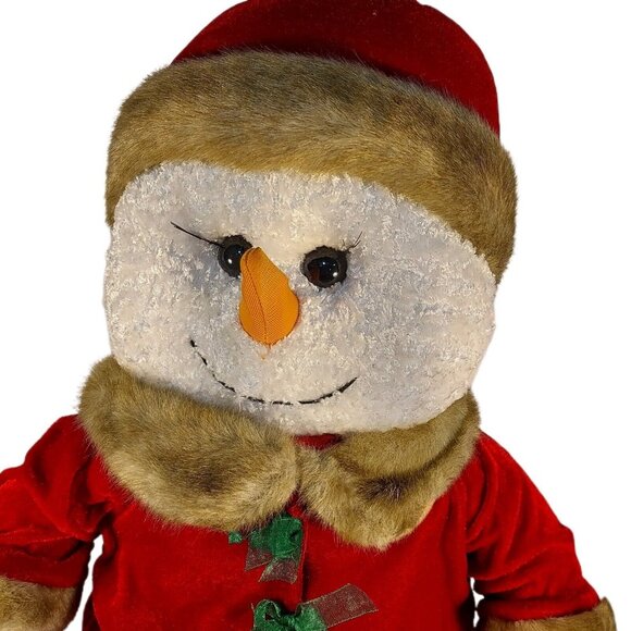 Snow Lady Plush In Red Velvet & Faux Fur Outfit Vintage 18" Tall - Picture 3 of 13